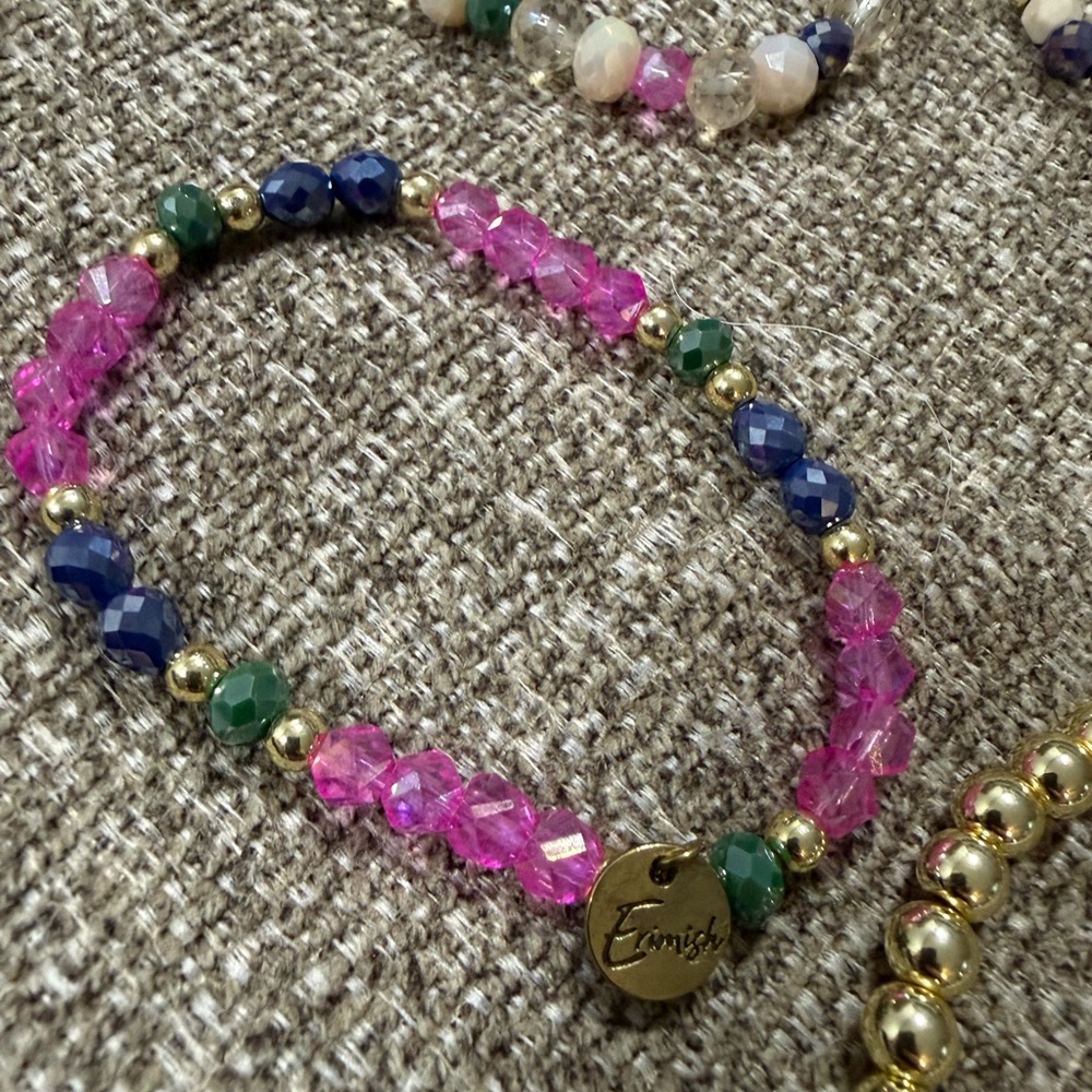 Erimish Multicolor Beaded Bracelet Stack With Gol… - image 6